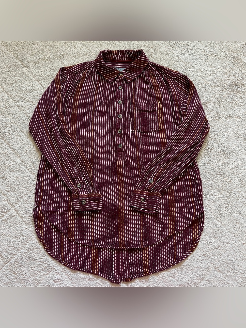 Anthropologie Isadora Button Back Tunic Wool Blend Western Whimsical Chic Sz XS